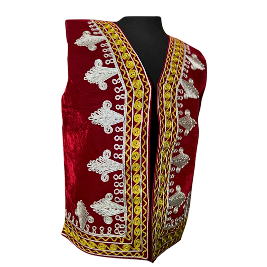 Traditional Afghan Men Groom Red Waskat - Waistcoat