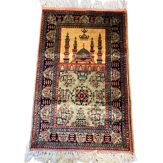 Hand Knotted Luxurious Muslim Prayer Mat - Jainamaz Prayer Rug