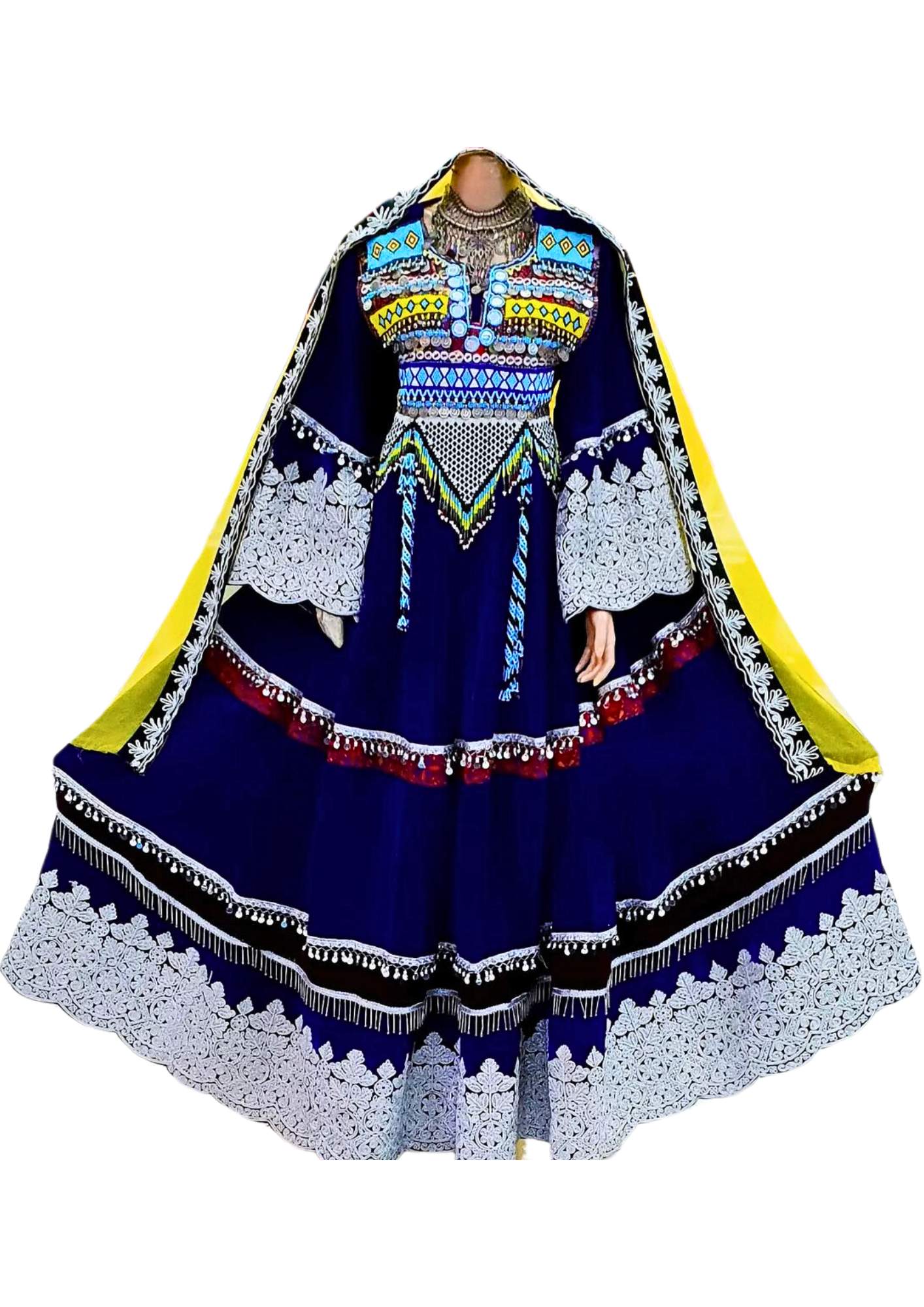 Traditional Afghan Bridal Women Long BLUE Kochi Dress