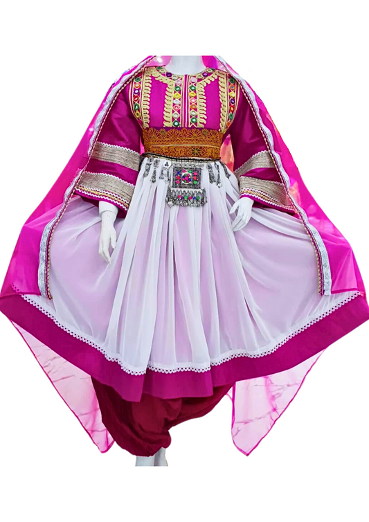 Traditional Afghan Women Short Pink Simple Dress