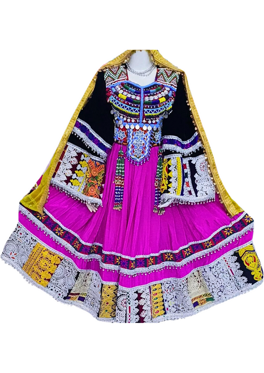 Traditional Afghan Bridal Women Long PINK Kochi Dress