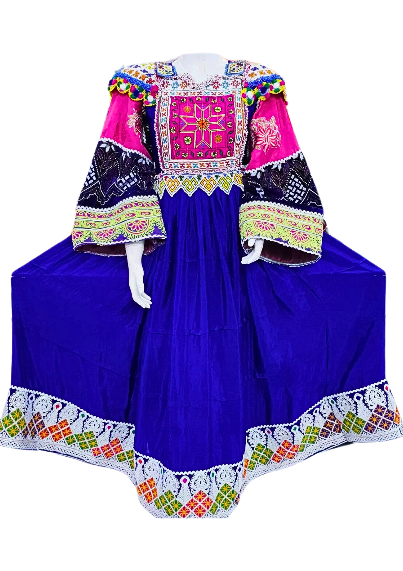 Traditional Afghan Bridal Women Long BLUE Kochi Dress