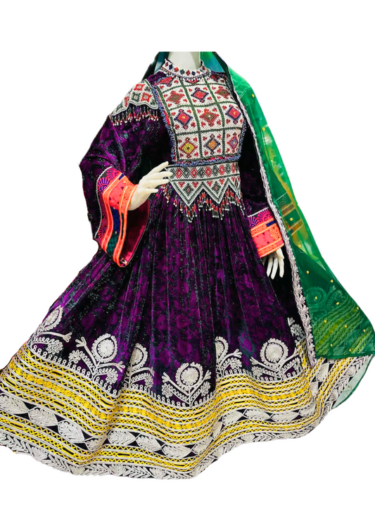 Traditional Afghan Women Long Bridal Kochi Dress