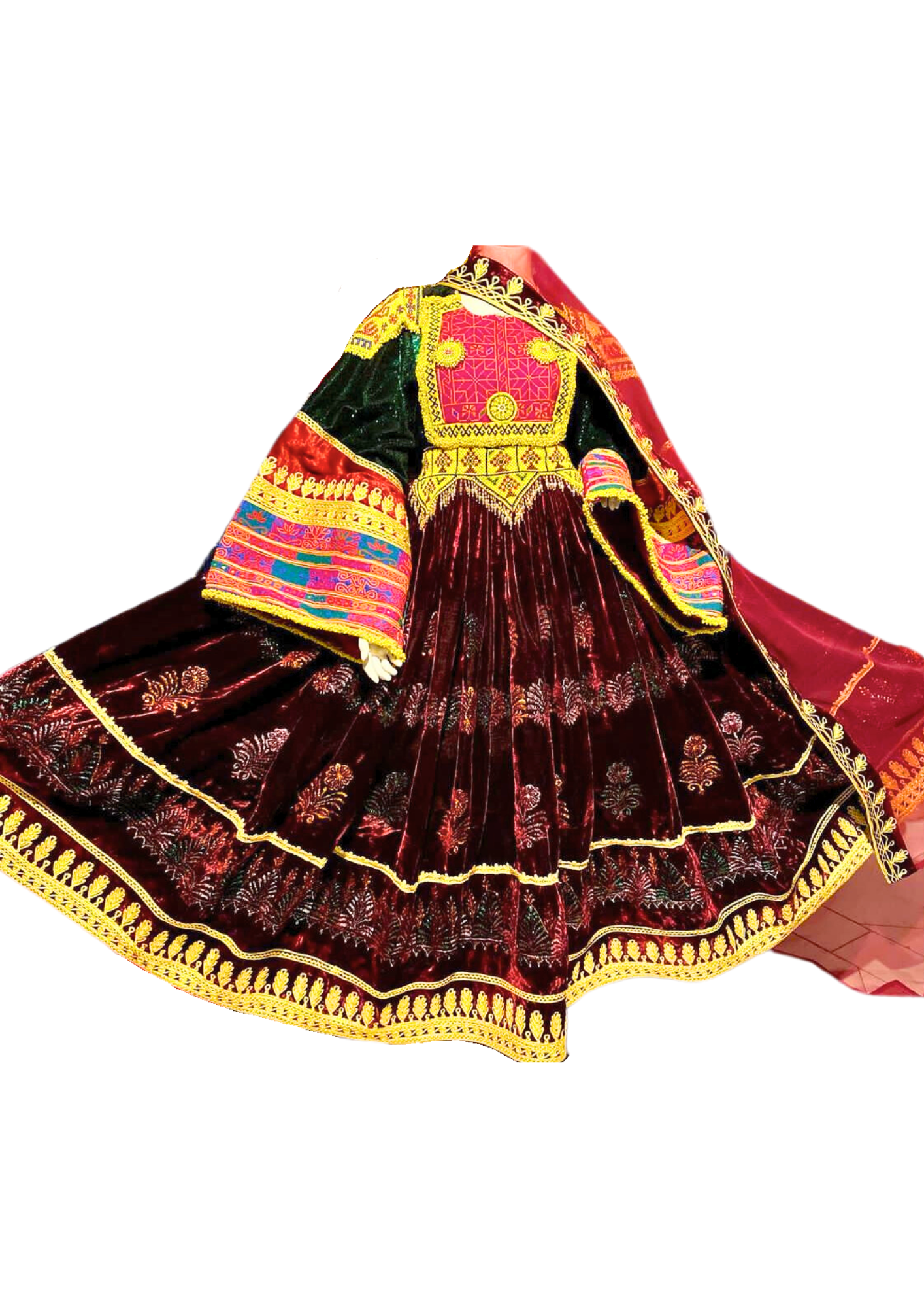 Traditional Afghan Women Red Bridal Kochi Dress