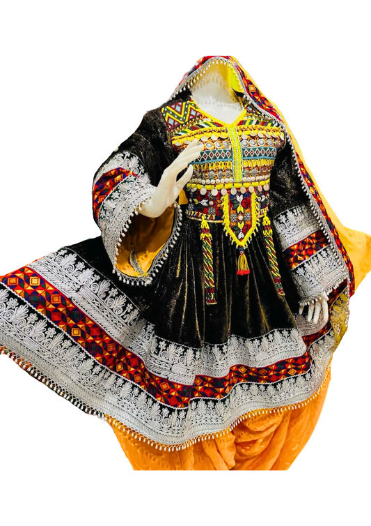 Traditional Afghan Women Short Bridal Kochi Dress