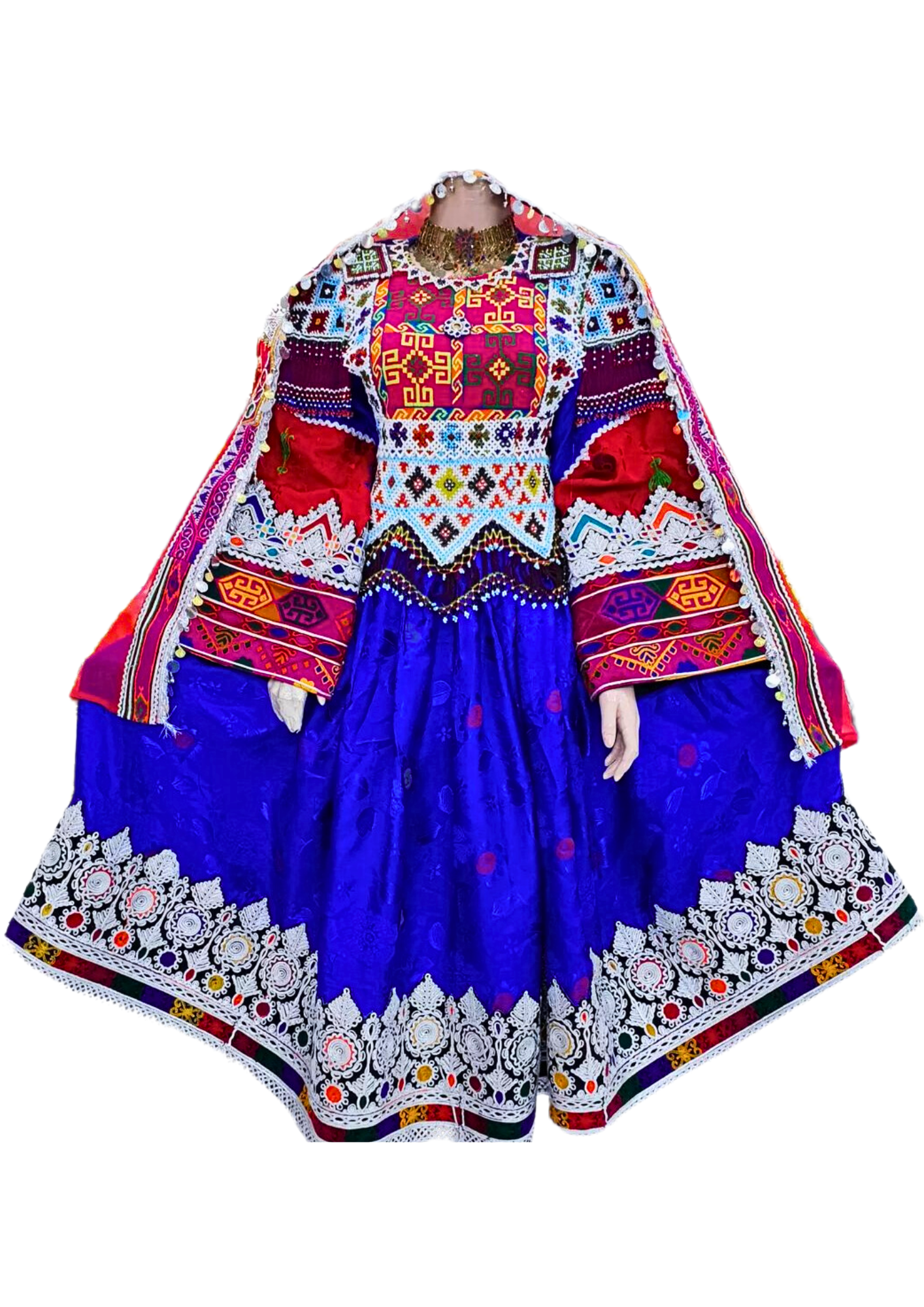 Traditional Afghan Bridal Women Long Blue Kochi Dress