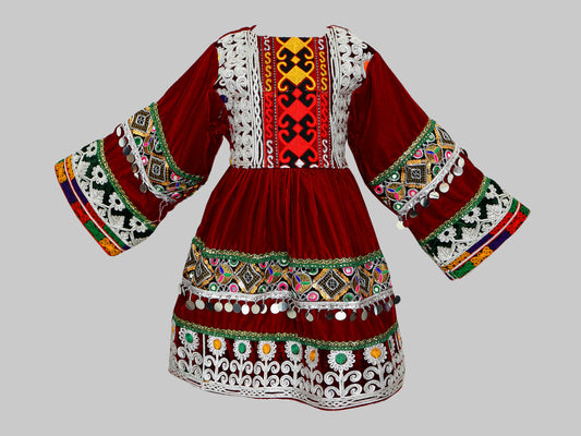 Traditional Afghan Red Little Girl Dress