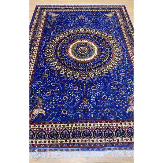 Afghan Blue Galaxy Hand-Knotted Carpet