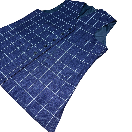 Traditional Afghan Men Modern Blue Stripped Waskat - Waistcoat