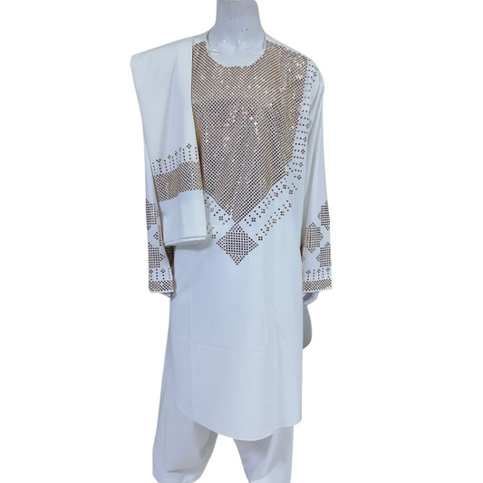 Modern Handmade Afghan Groom Gold Mirrored Yakhan - Perhan Tumban with Sadar